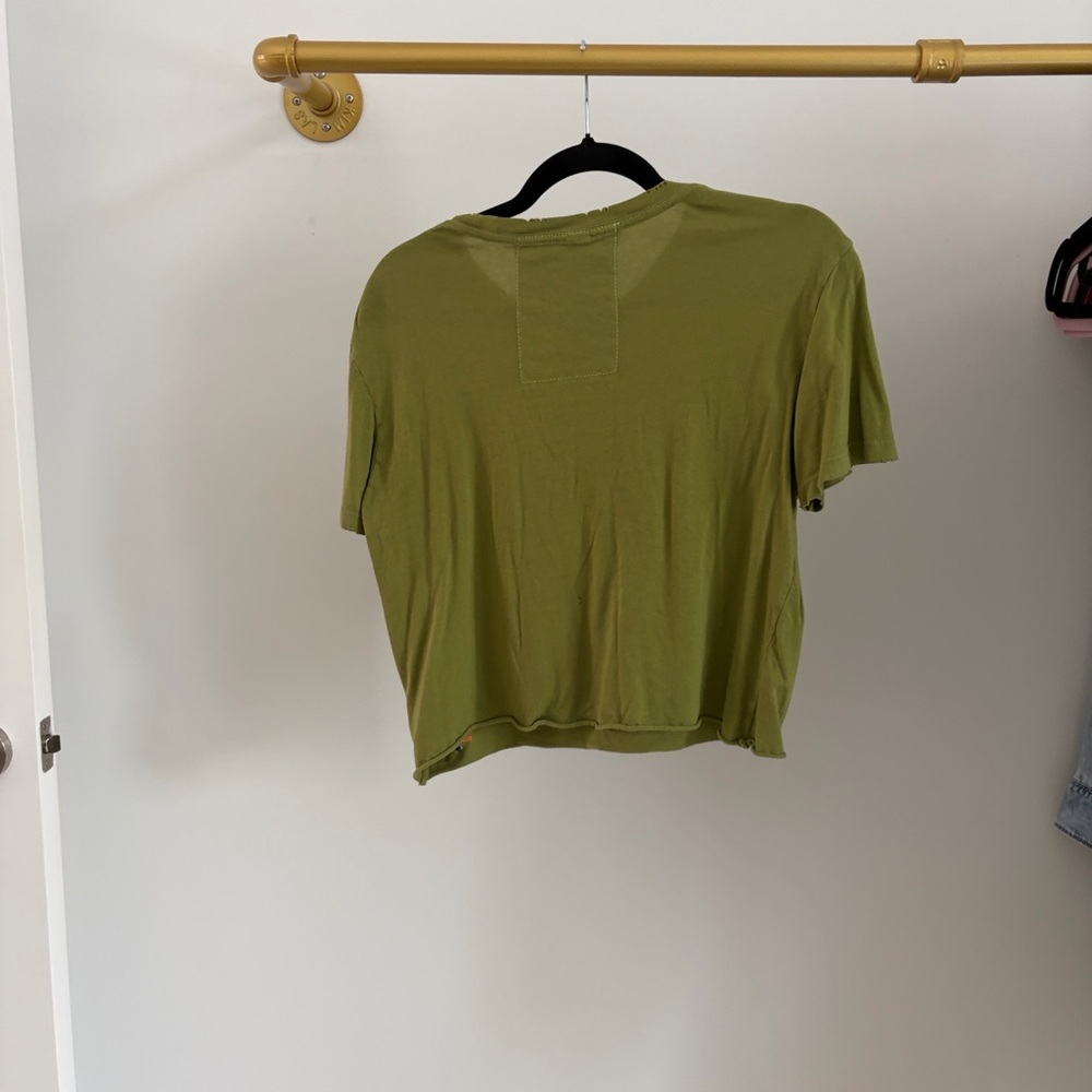 Super Rare Aviator Nation Olive Green Tee with Vibrant Wave Graphic SM - Picture 7 of 10